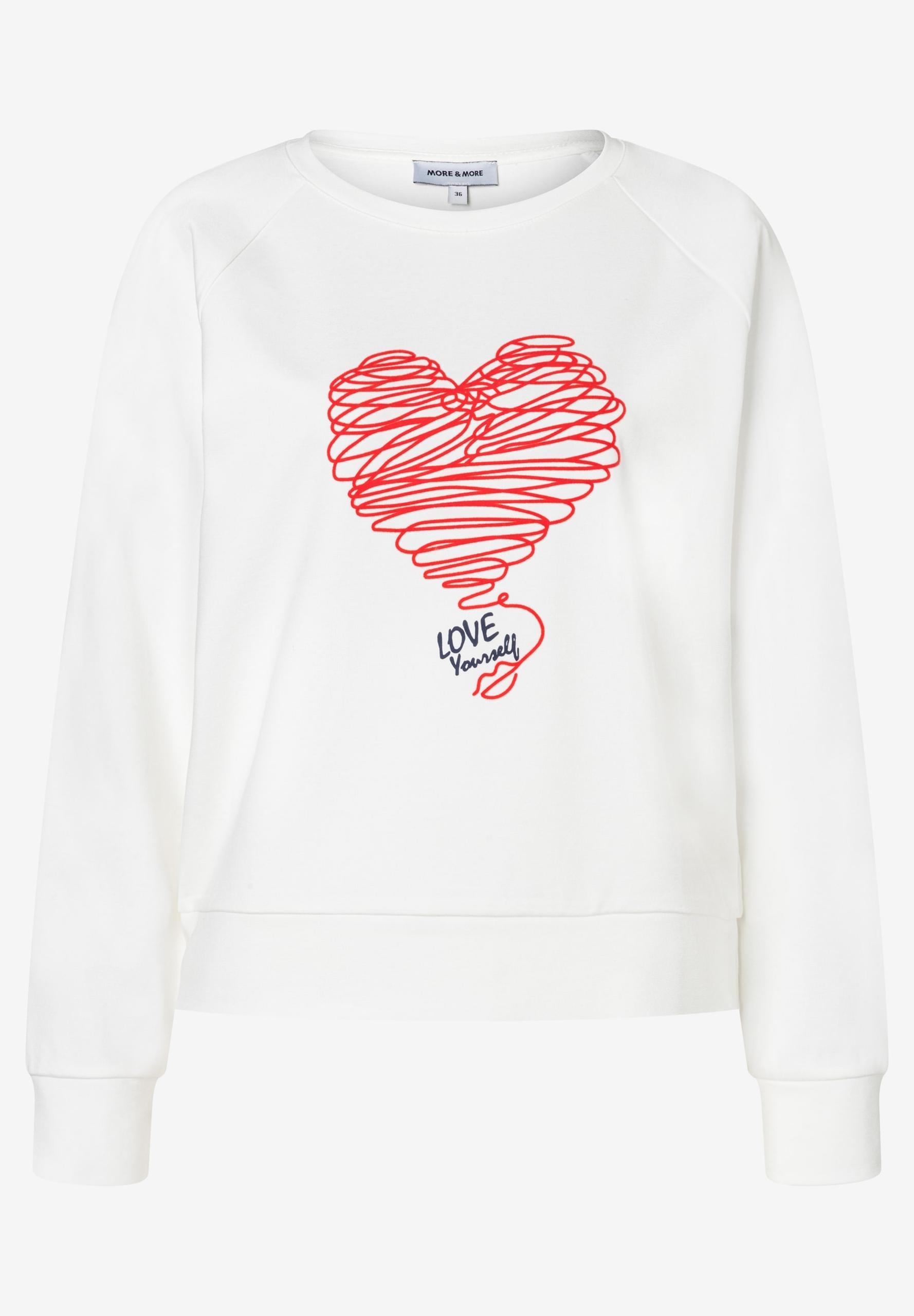 Sweatshirt mit Herz-Print 42 - Weiß