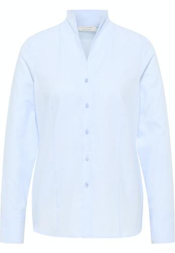 Bluse Jacquard Langarm Blau 40/Langarm