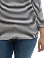 Plus Size - Langarmshirt mit Knopf-Details 54 Loose Fit - Offwhite Navy Regular Stripe