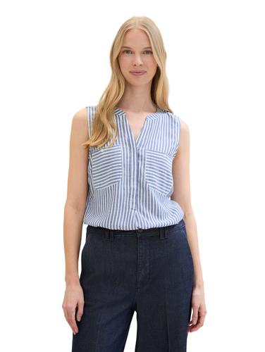 Gestreifte ärmellose Bluse 36 Regular Fit - Royal Blue White Stripe