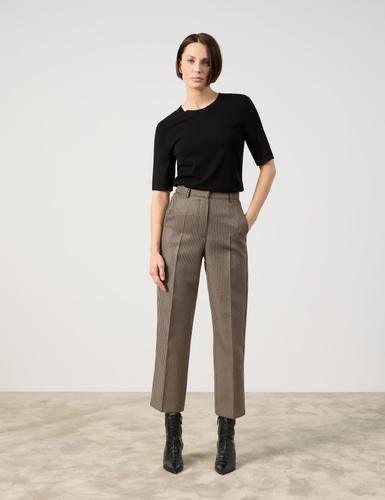 Gepflegte 7/8 Hose Straight Fit 36 Feminine Passform | Gerade geschnitten - Schwarz Gemustert