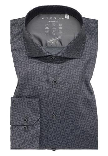 Performance Shirt Twill Langarm Grau 44/Langarm - 65cm