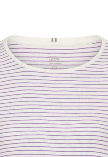 Gestreiftes Rundhals T-Shirt aus reiner Baumwolle M Regular Fit - Violet Milkwhite