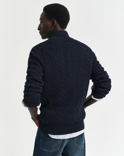 Zopfstrick Troyer aus Baumwolle Blau XL