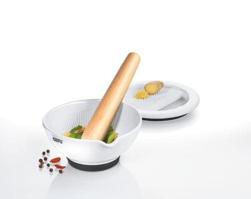 Porzellanmörser 'Suri' mit Ingwerreibe