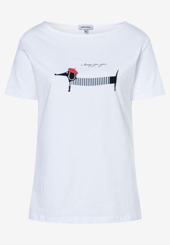 T-Shirt mit Dackelprint 40 - Weiß