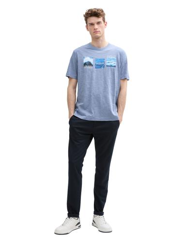 T-Shirt mit Foto-Print XXL Regular Fit - Dove Blue