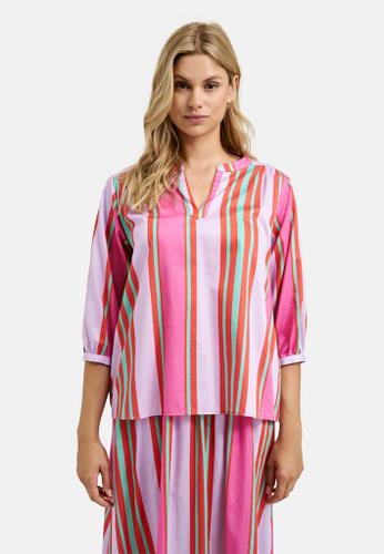 Blouse with gathering and stand up collar Rot 42