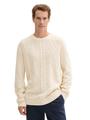 Strickpullover mit Zopfmuster XXL Regular Fit - Smooth Light Sand
