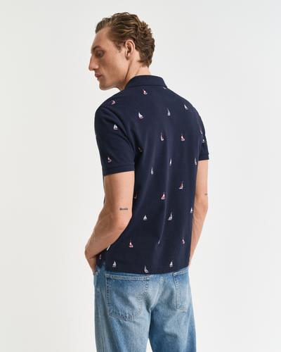 Graphic Poloshirt Boots-Stickerei M - Evening Blue