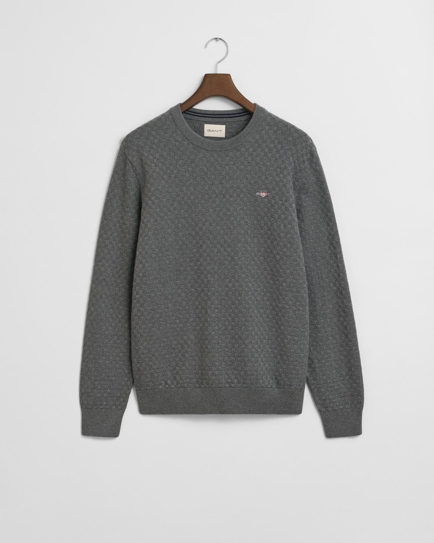 Rundhalspullover mit Mikrostruktur XXXL - Dark Grey Melange