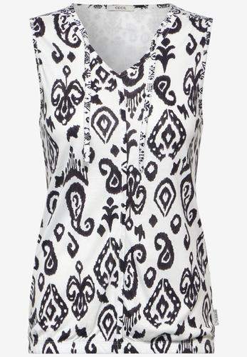 Top mit Ornament Print M - Vanilla White
