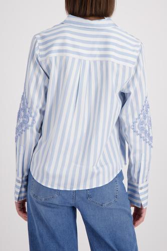 Bluse mit Kordelstickerei 40 - Light Sky Ringel