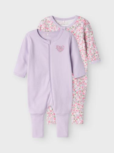 NBFNIGHTSUIT 2P ZIP FF PETIT FLOWER NOOS Violett 56