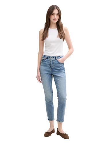 TTLOTTE SLIM STRAIGHT Jeans mit High Waist 28 Straight Fit - Used Mid Stone Blue Denim