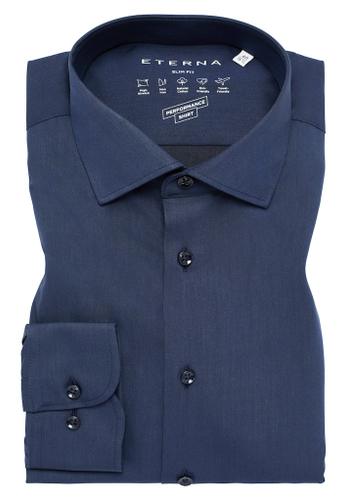 Performance Shirt Twill-Stretch Langarm Blau 42/Langarm - 67cm