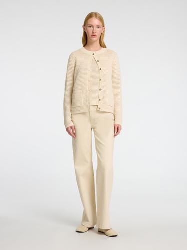 SLFVINNA LS STRUCTURE KNIT CARDIGAN NOOS M Locker geschnitten - Birch
