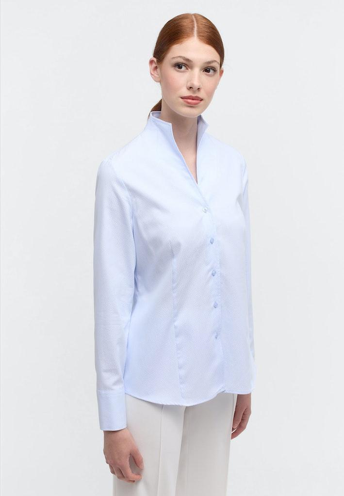 Bluse Jacquard Langarm Blau 40/Langarm