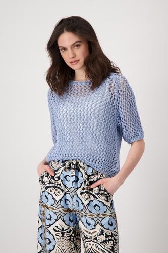Kurzarm-Ajour-Pullover 38 - Blue Sky