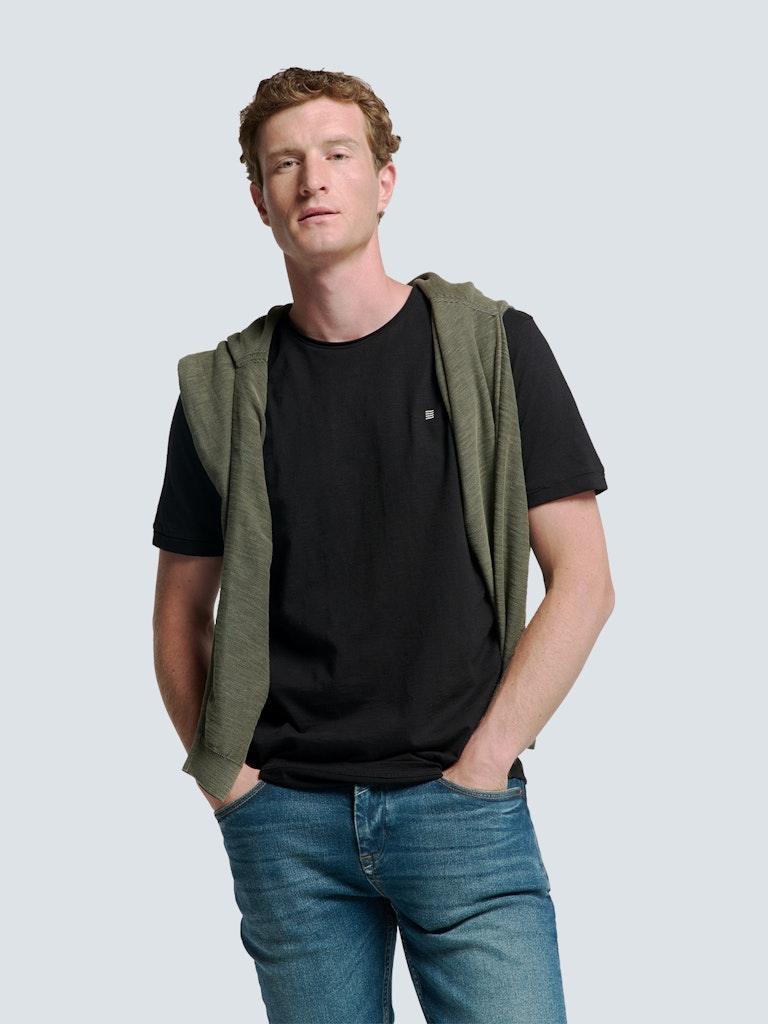 T-Shirt Crewneck Slub Schwarz XXL