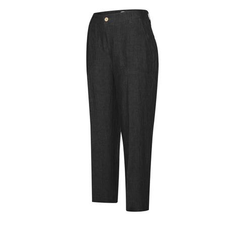 MAC JEANS - NORA, Pure linen 38/OL Wide Fit - Schwarz