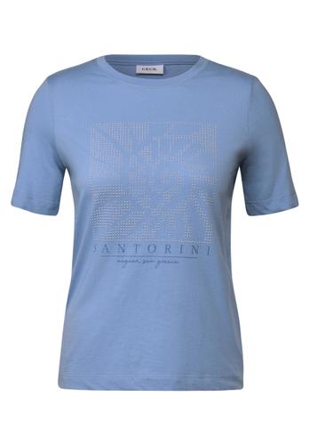 T-Shirt mit Schmucksteinen - Blau / S