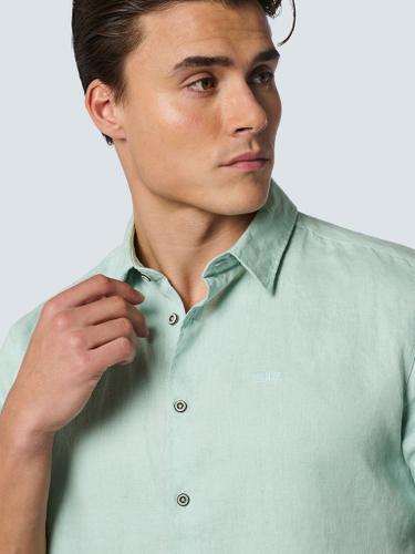 Shirt Short Sleeve Linen Solid Grün XXL