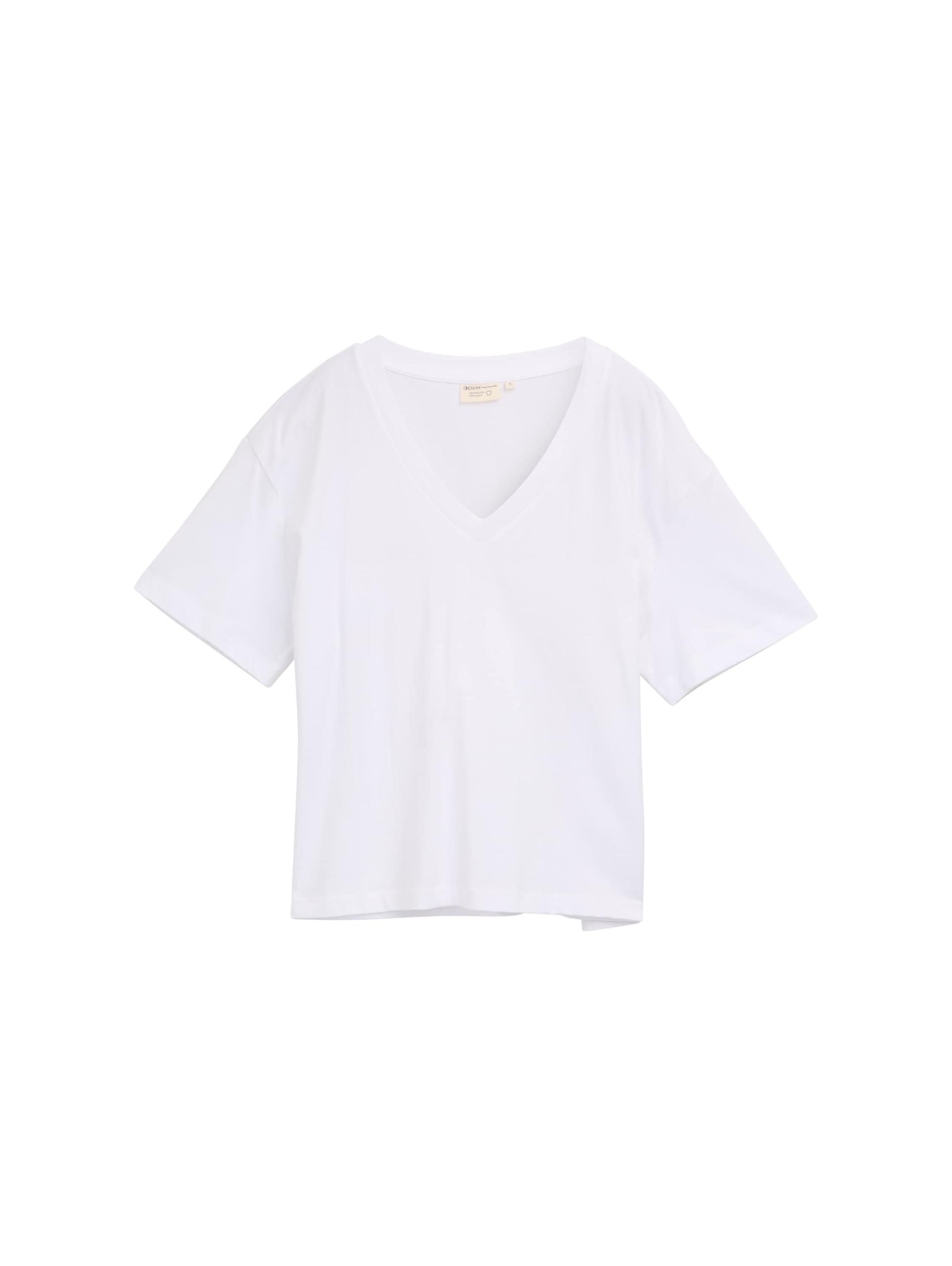Boxy Fit T-Shirt mit V-Ausschnitt XL Boxy Fit - White