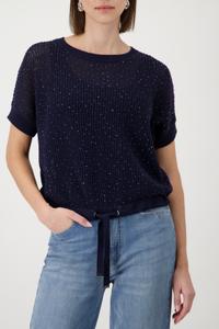Ajour-Strickpullover mit Strasssteinen 42 - Marine