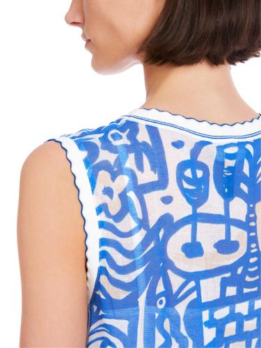 In Deutschland gestricktes Top mit Print Blau 42