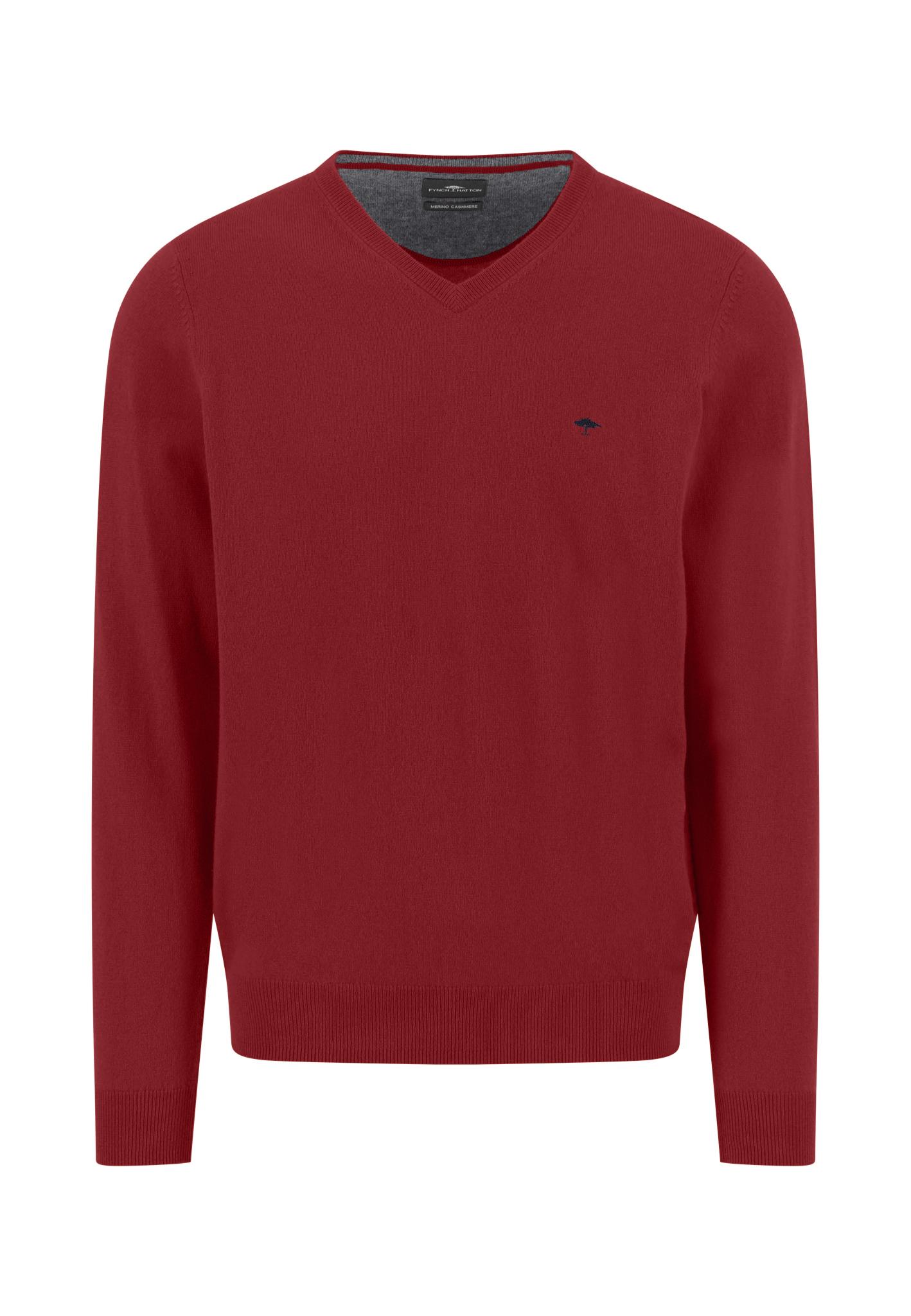 V-Neck, Merino Cashmere S Casual Fit - Garnet Red