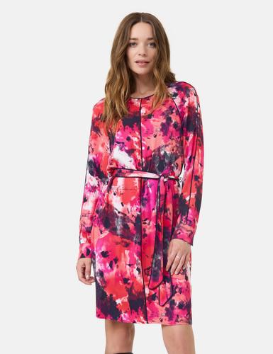 Gemustertes Kleid mit Bindegürtel 44 Figurumspielend - Geranium Gemustert