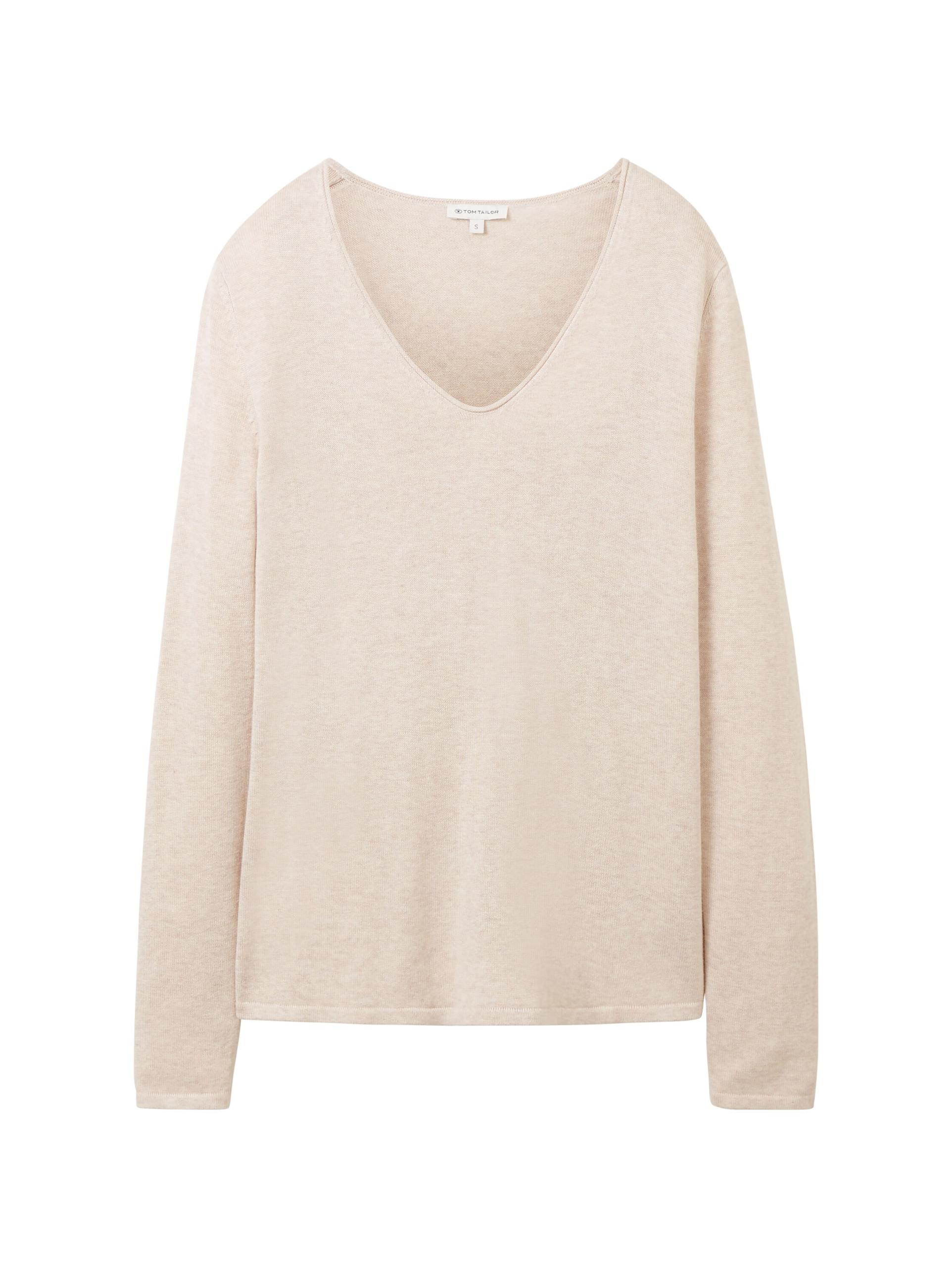 Pullover mit V-Ausschnitt XXL Regular Fit - Desert Sand Melange