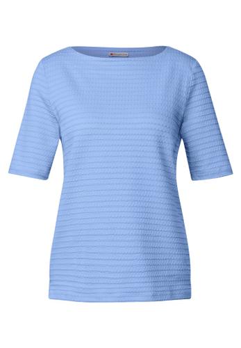 T-Shirt mit Struktur Blau 38