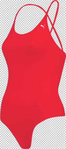 PUMA Damen Badeanzug SWIM WOMEN V-NECK CROSSBACK SW M in Rot
