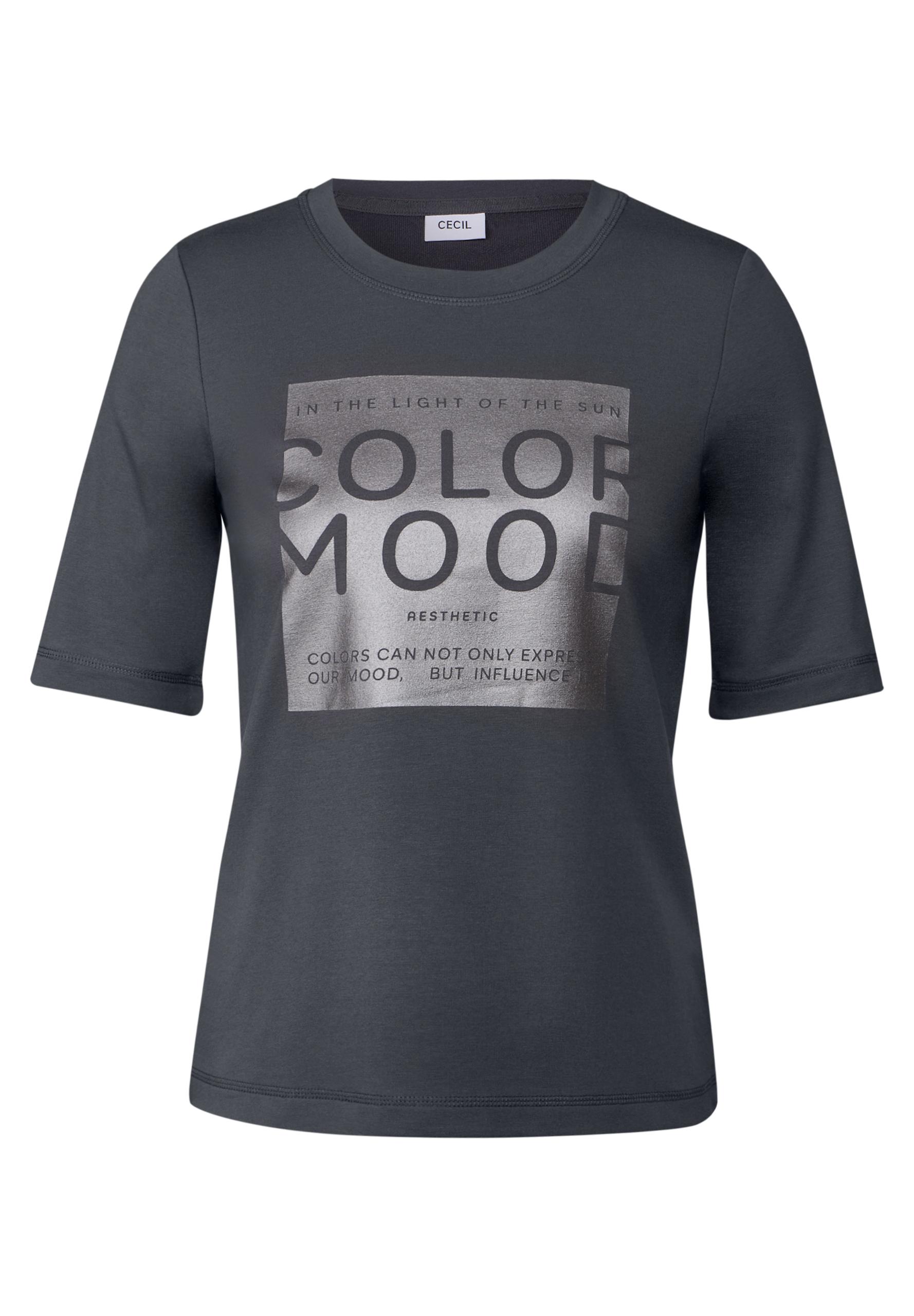 Softes Shirt mit Folienprint L - Volcanic Grey