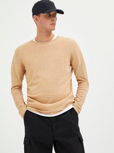 SLHROME LS KNIT CREW NECK NOOS L Normal geschnitten - Lattè