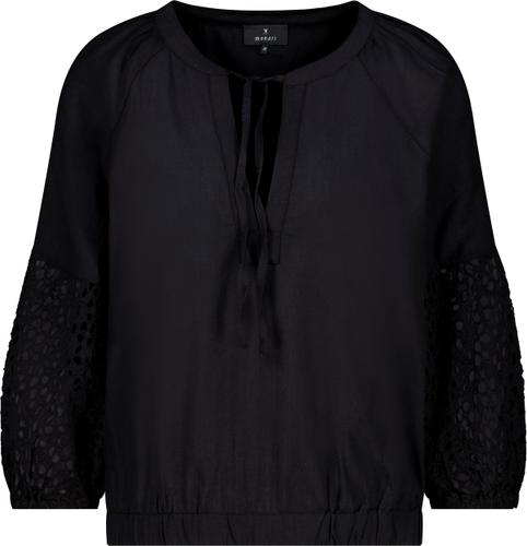 Bluse mit Lochmuster an den Ärmeln 38 - Schwarz