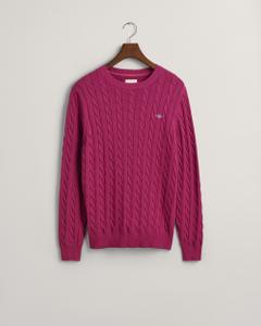 Zopfstrick Rundhalspullover aus Baumwolle XXL - Beautyberry Purple