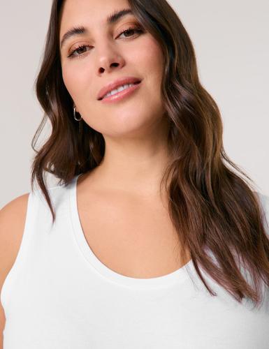 Basic-Top mit Seitenschlitzen 46 Figurumspielend - White