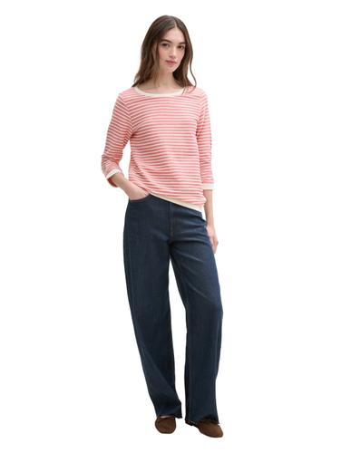 Sweatshirt mit Streifenmuster L Slim Fit - Red White Structure Stripe
