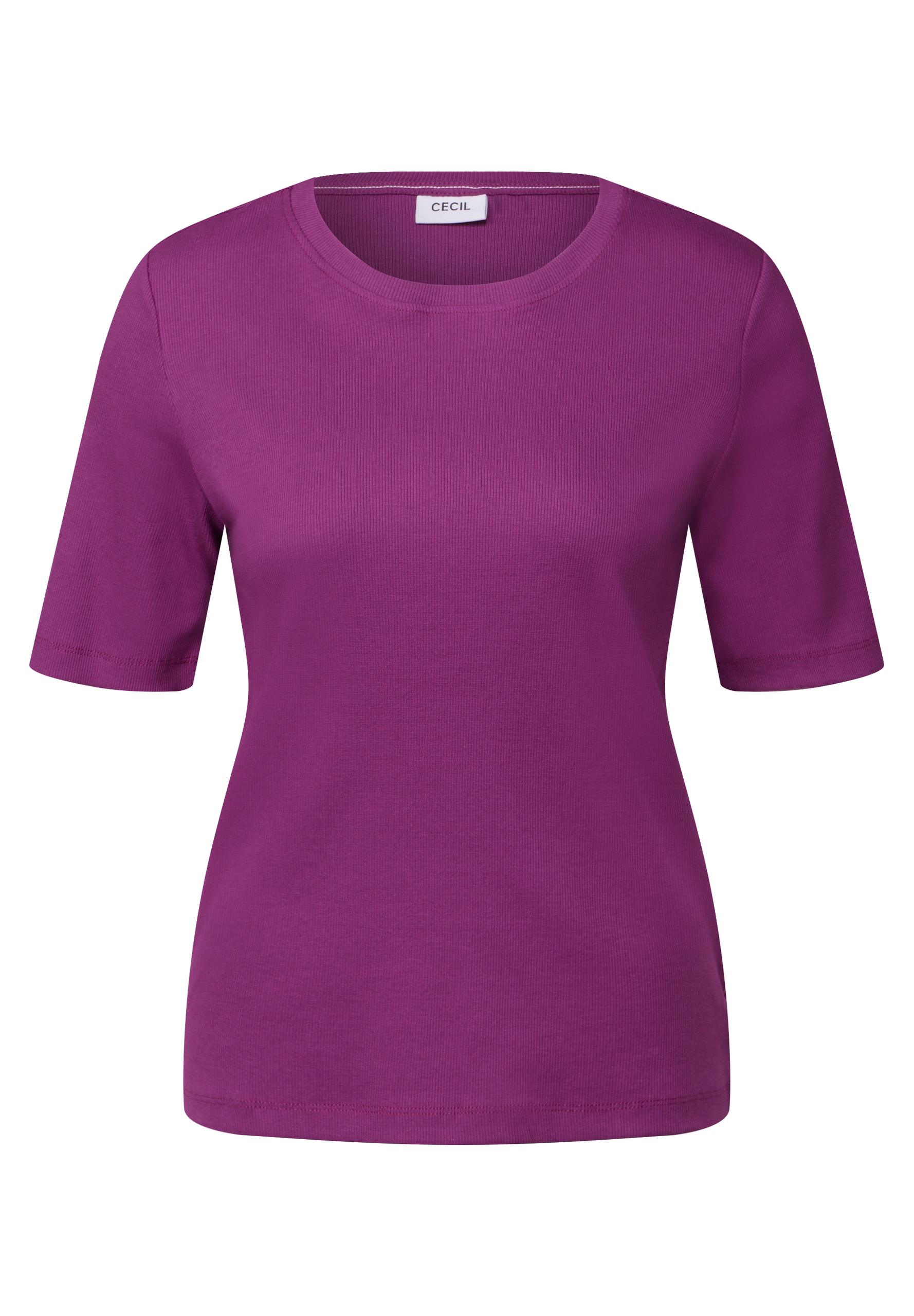 Basic Rippstruktur T-Shirt L - Anemone Pink