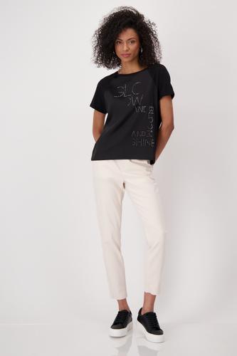 Blusenshirt mit Schmuckschrift 36 - Schwarz