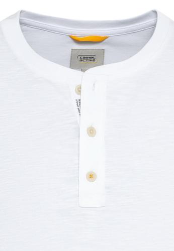Kurzarm Henleyshirt aus reiner Baumwolle Weiß L