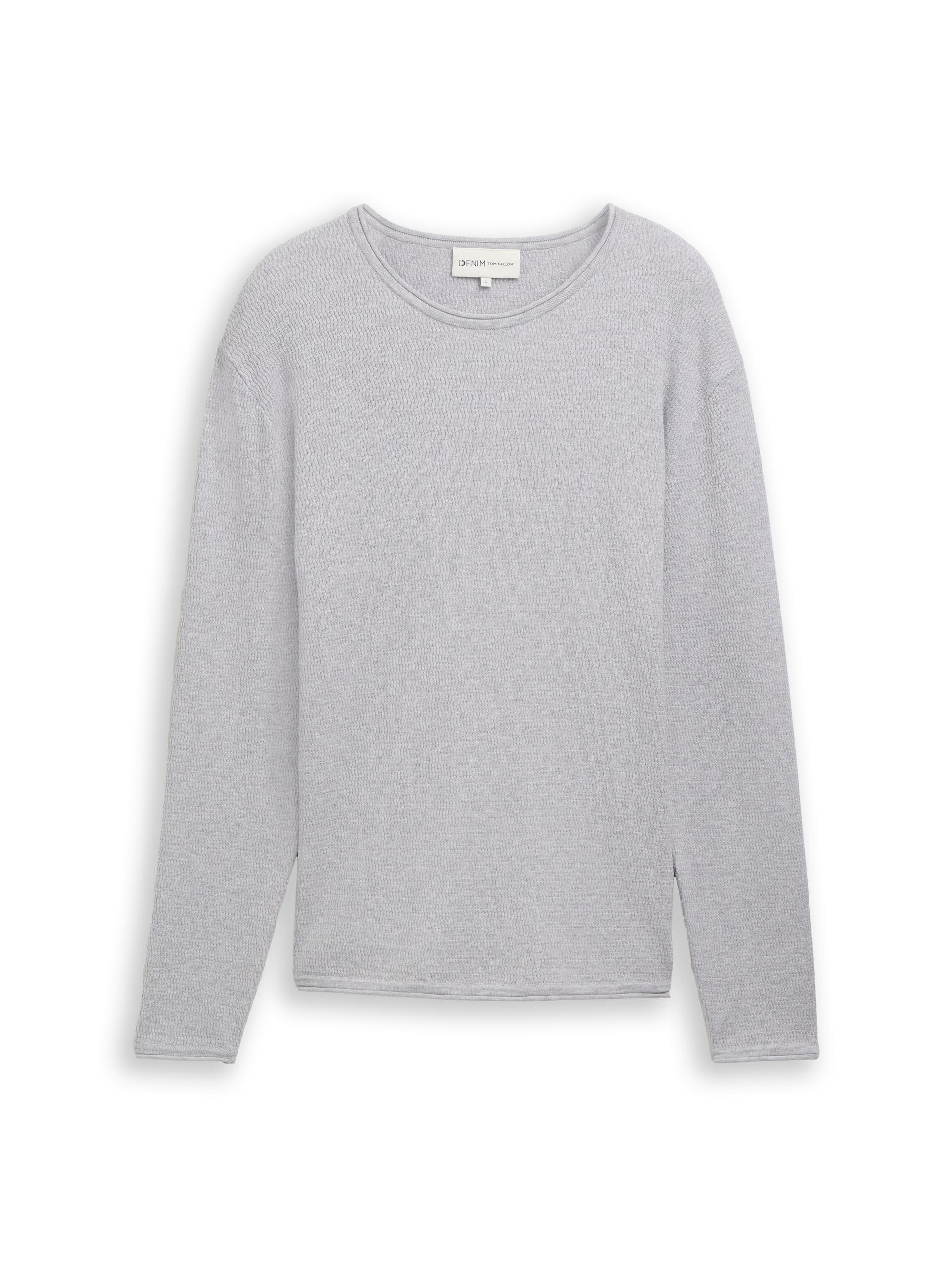 Strickpullover aus Baumwolle XXL Regular Fit - Light Stone Grey Melange