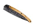 Deejo Messer 37G, Schwarz, Olivenholz - Wikinger Vegvisir