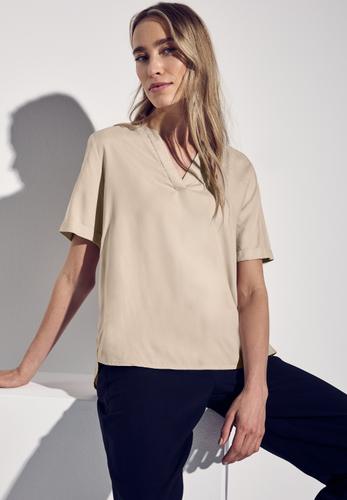Bluse in Unifarbe 38 - Cotton Beige