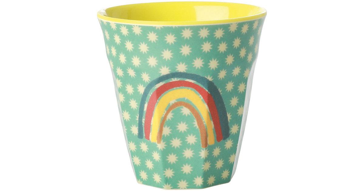 Melamin Trinkbecher "Rainbow and Stars Two Tone" H9 cm gelb/grün