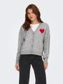 JDYVITTORIA L/S HEART CARDIGAN KNT S Knit Fit - Light Grey Melange