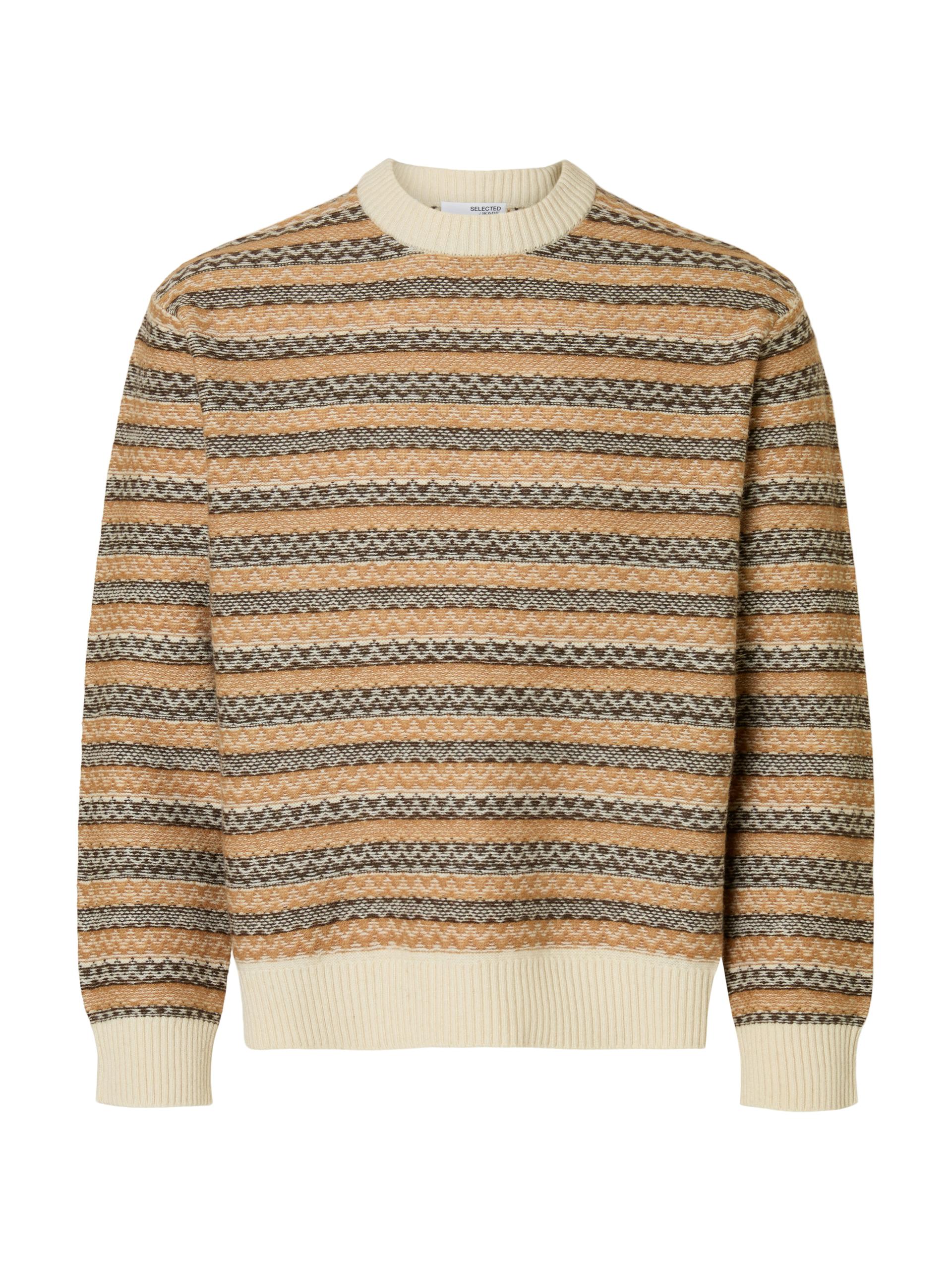 SLHREVY LS KNIT RELAXED JAC CREW NECK S Locker geschnitten - Egret